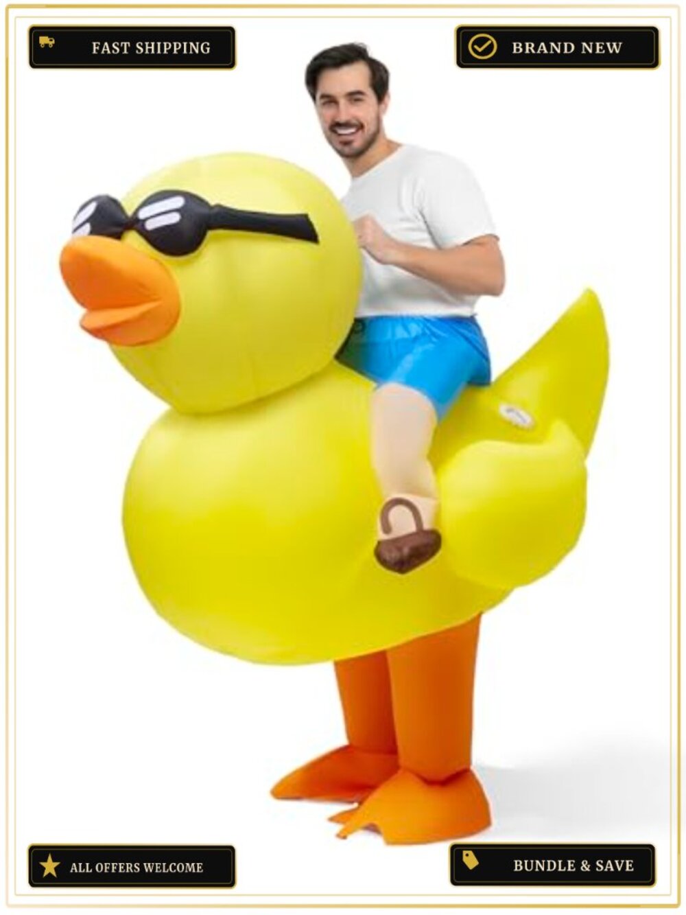Inflatable Duck Costume Adult Ride-On Blow-Up Suit Halloween Cosplay